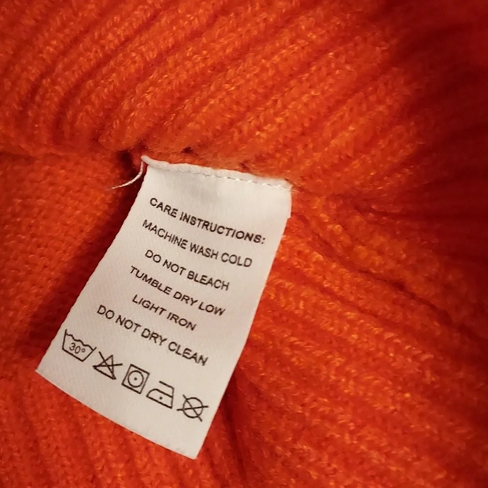 Orange Mock Neck Turtleneck Sweater Long Sleeve Size L